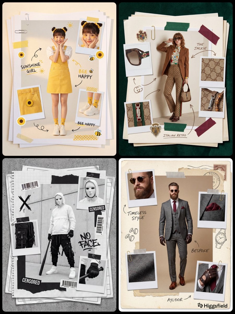 Fashion Scrapbook Page Layout Prompt Template