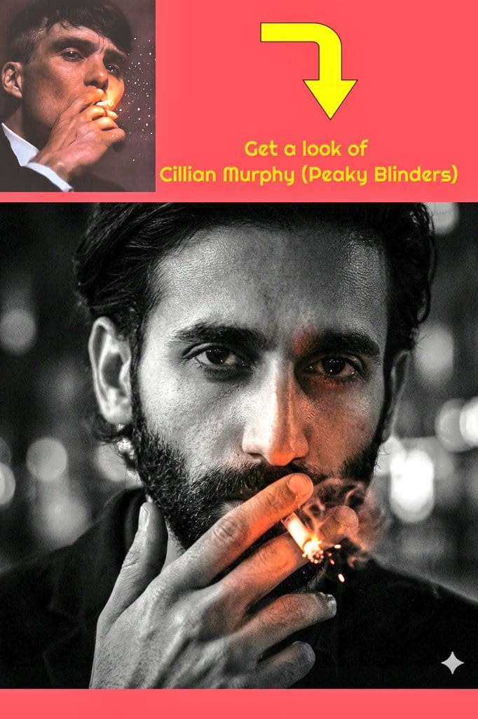 Film Noir Portrait of Cillian Murphy with Cigarette