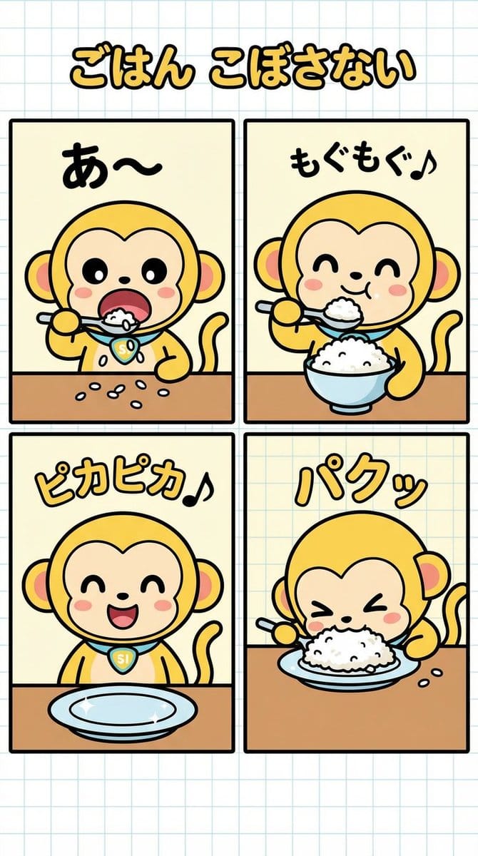 Four-Panel Manga Creation: Don't Spill Your Rice