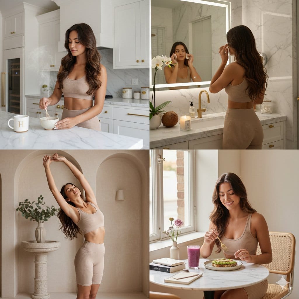 Four-Scene Luxury Wellness Lifestyle Vignettes