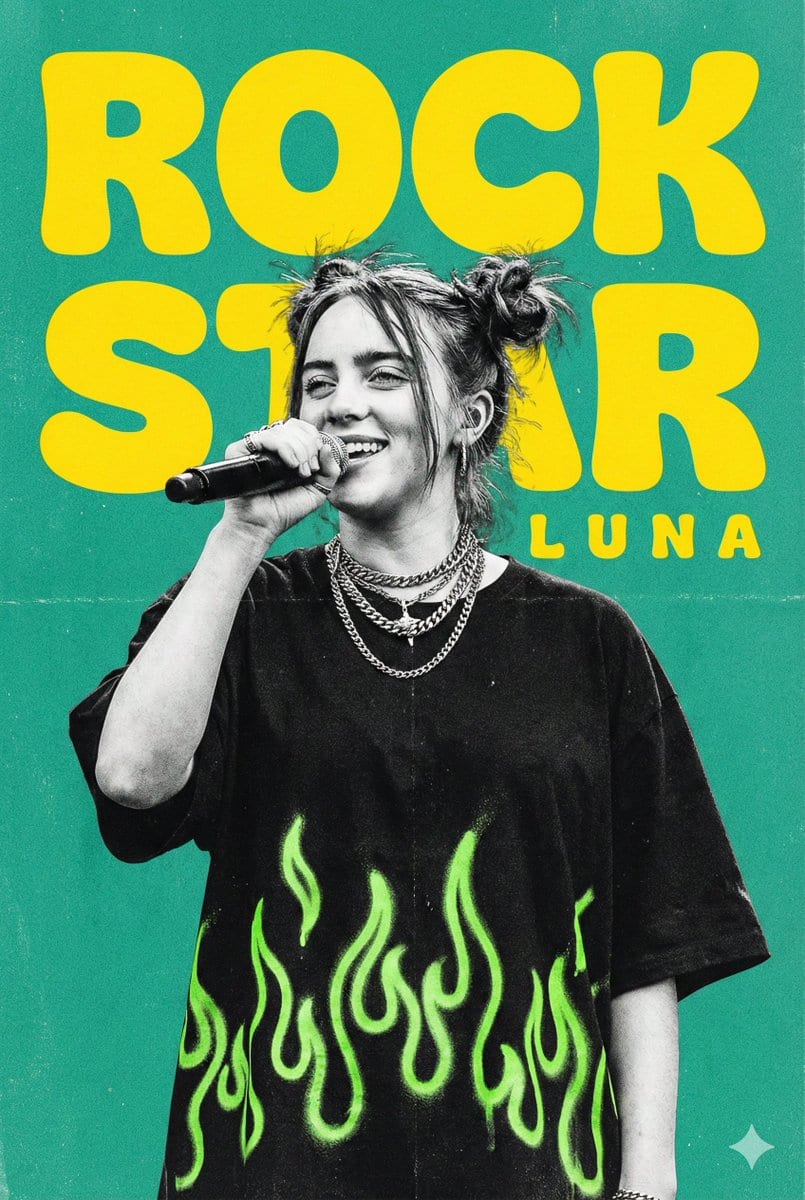 Gritty Monochrome Music Poster Prompt with Neon Accents