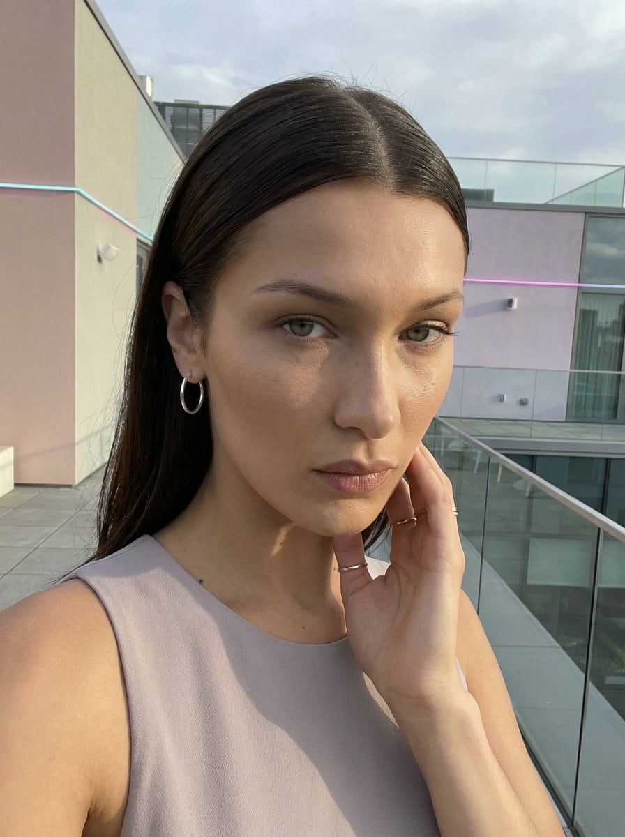 High-Fashion Selfie Portrait on a Modern City Rooftop