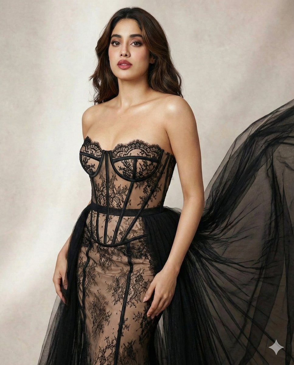 High-Fashion Illusion Lace Corset Gown Editorial