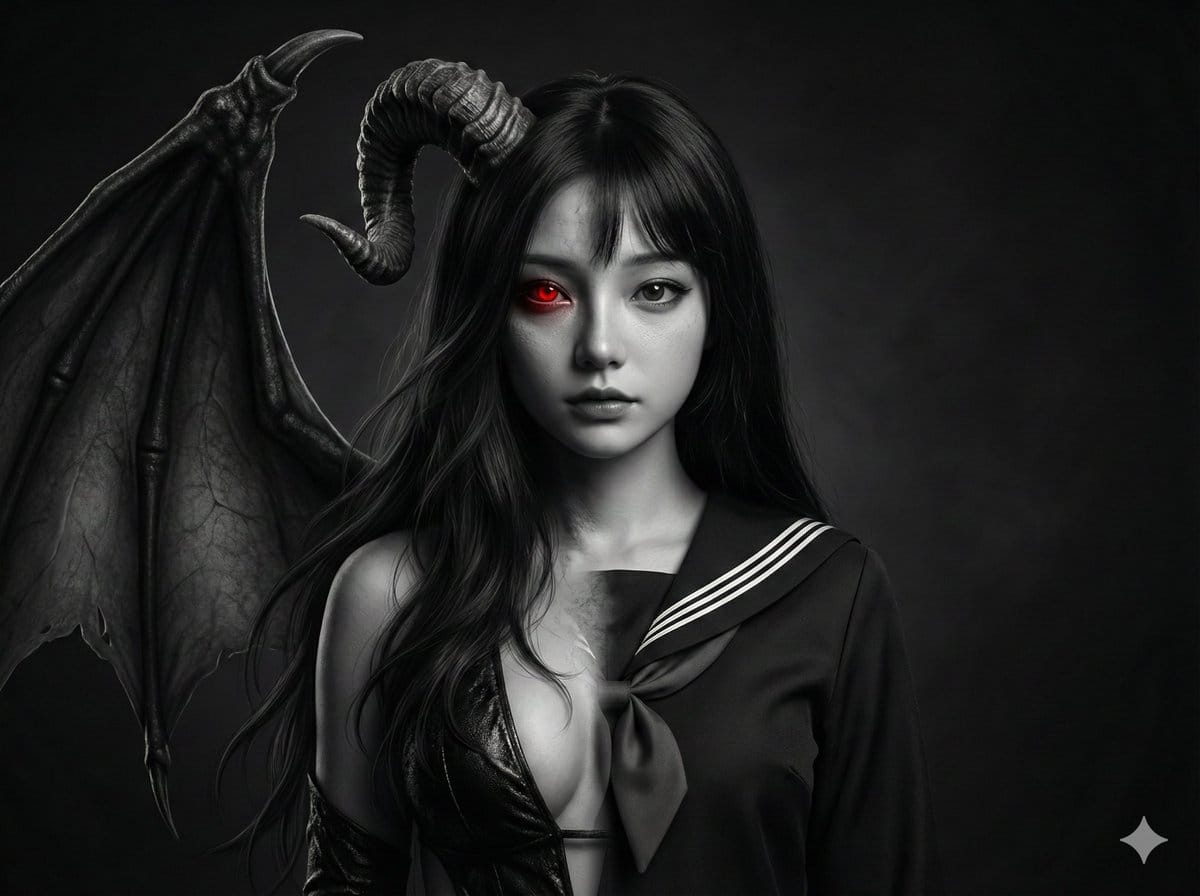 Human-Succubus Fusion Portrait Prompt