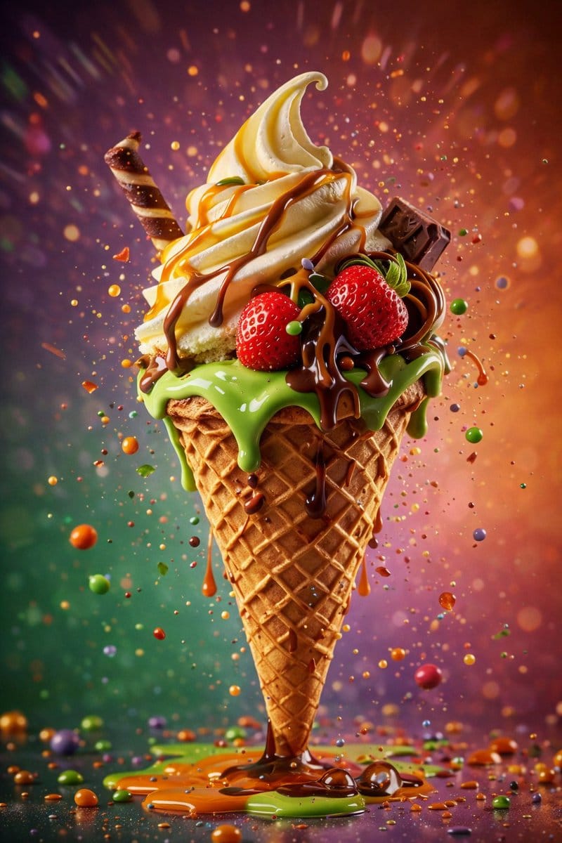 Hyper-Realistic Ice Cream Dessert Photography Prompt