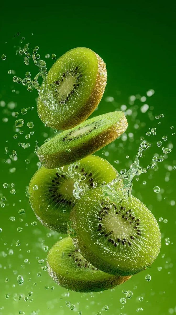 Hyper-Realistic Kiwi Splash Macro Photography Prompt