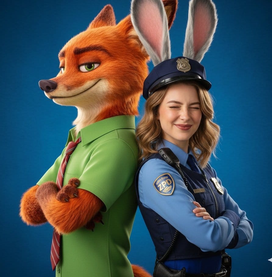 Hyper-Realistic Zootopia Cosplay Portrait with Identity Lock