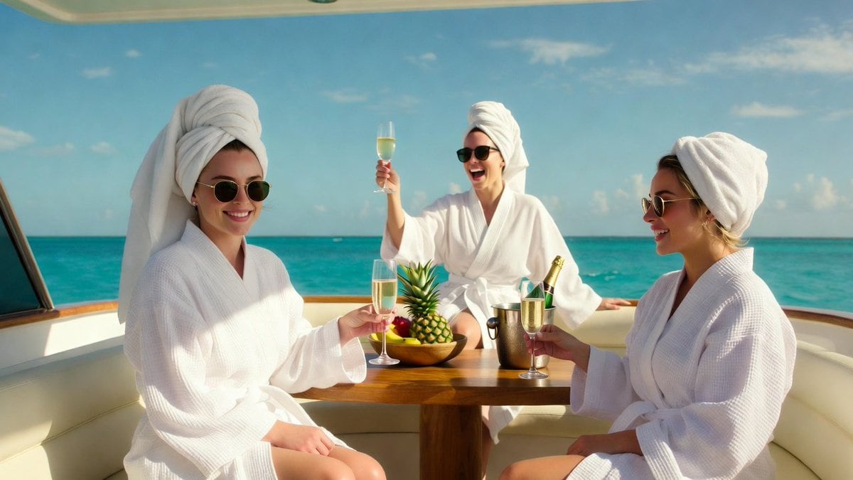 Luxury Spa Day on a Yacht Group Portrait Prompt