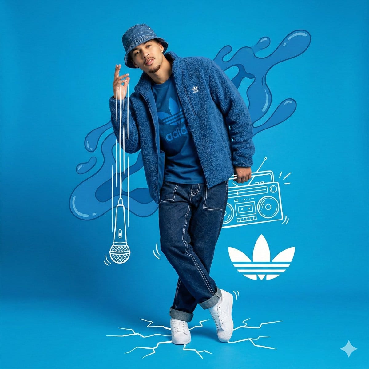 Mixed Media Studio Portrait with Vector Graphics Overlay