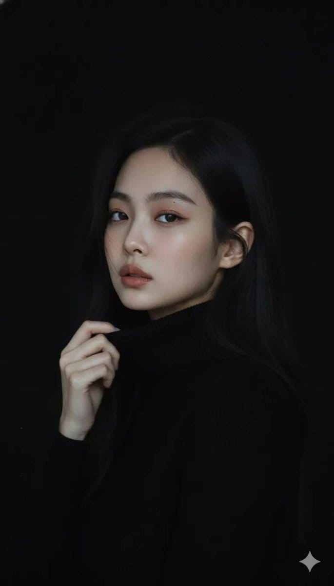 Moody Cinematic Portrait in Black Turtleneck