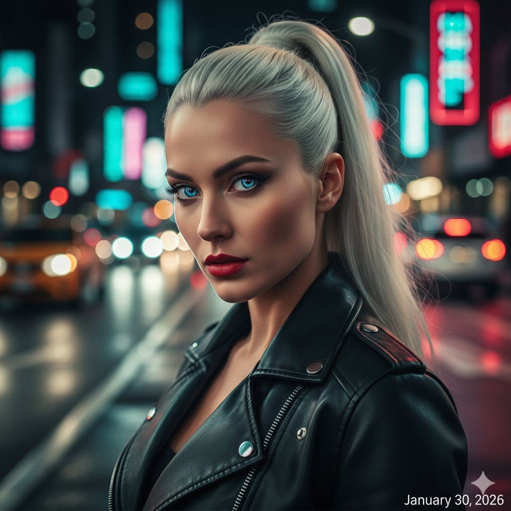 Neon City Street Style Editorial Prompt
