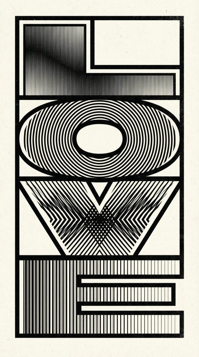 Op Art LOVE Typography Poster Prompt
