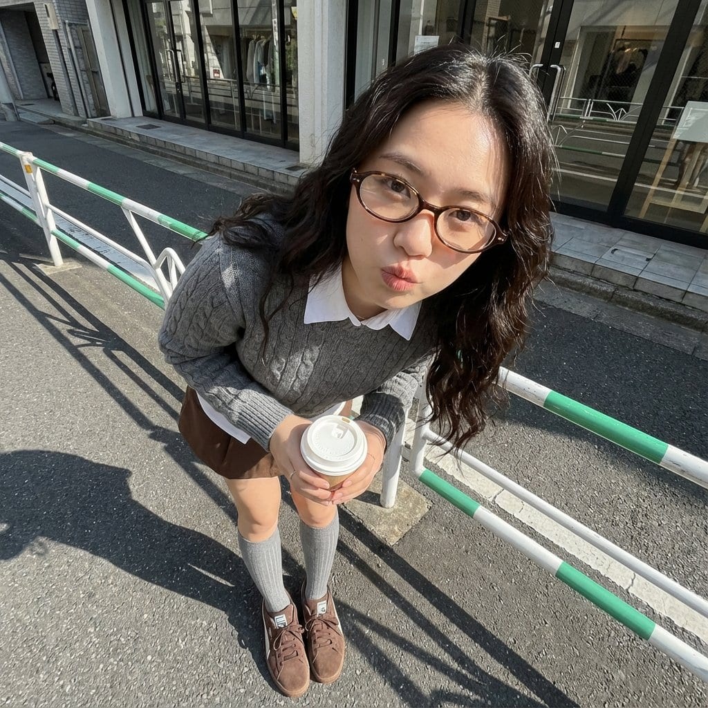 Photorealistic Cute Academic Street Photography Portrait