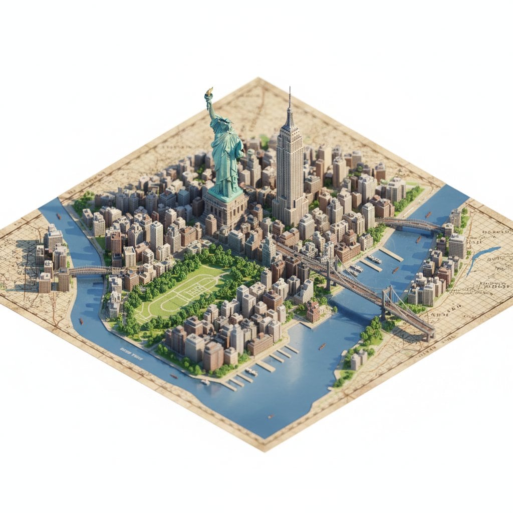 Photorealistic Diorama Isometric Map Prompt