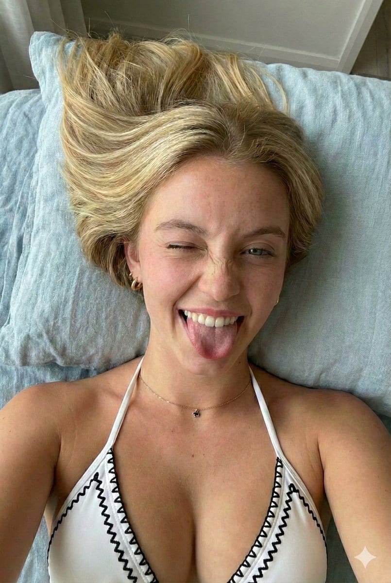 Playful Overhead Bikini Portrait Prompt