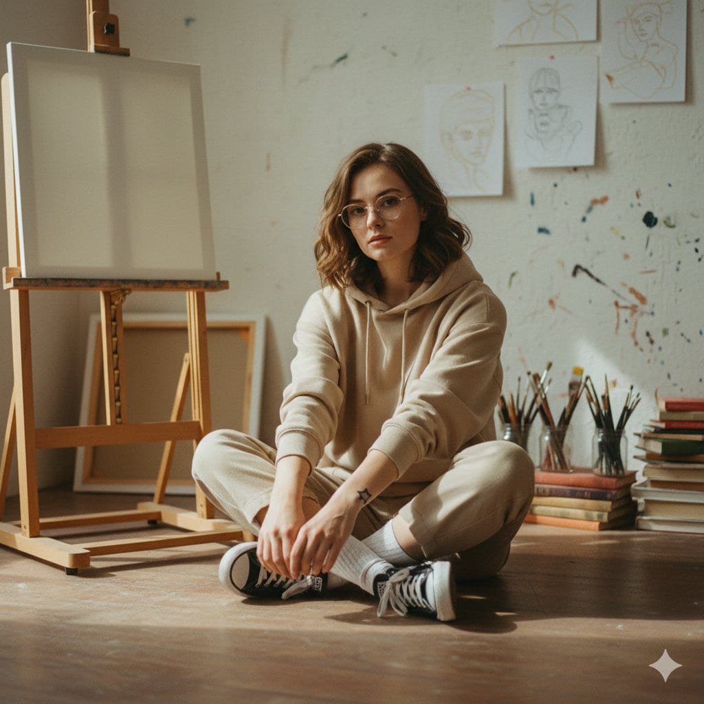 Soft Art-School Aesthetic Candid Portrait