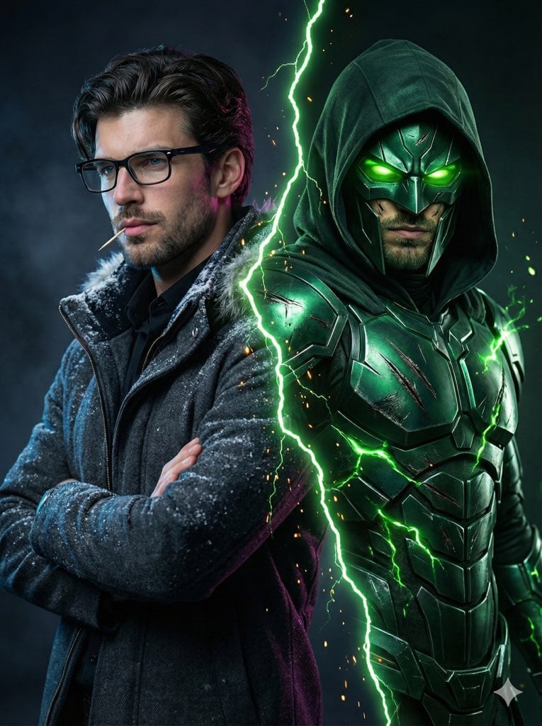 Split-Identity Cinematic Movie Poster Prompt with Face Lock