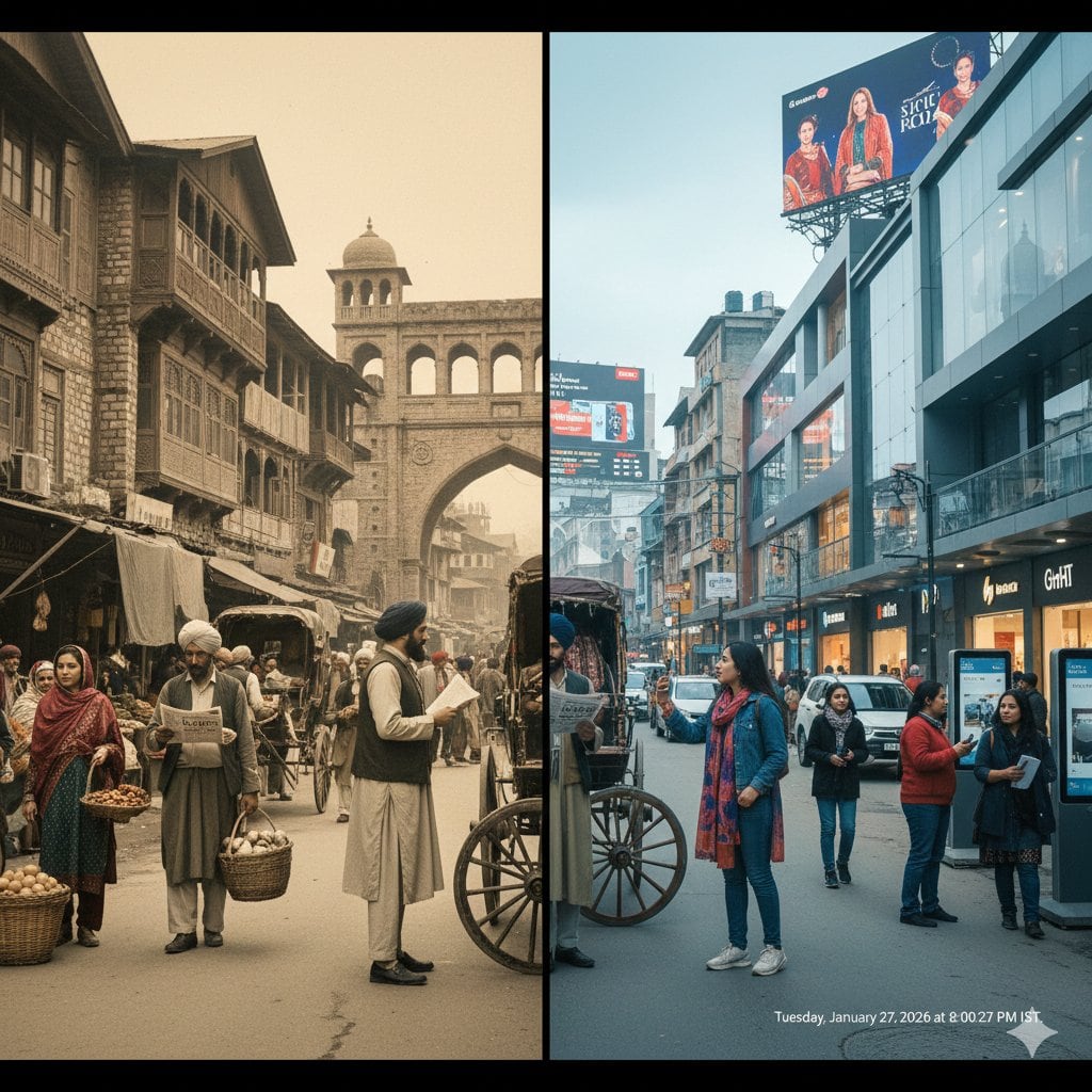 Split-Screen Time-Travel Cinematic Shot