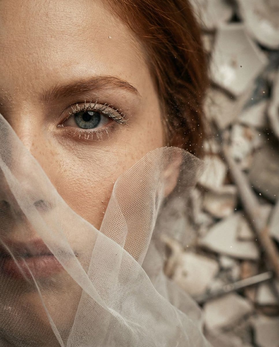 Surreal Macro Portrait with Porcelain Restoration Theme