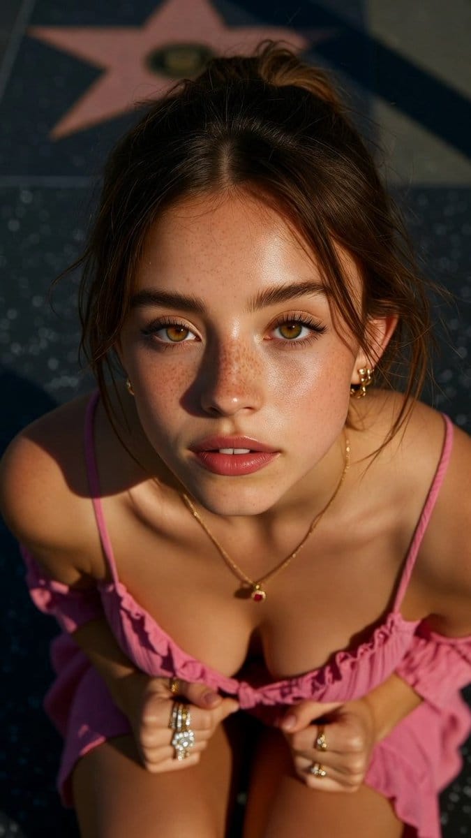 Sydney Sweeney Golden Hour Overhead Portrait on Walk of Fame (Duplicate)