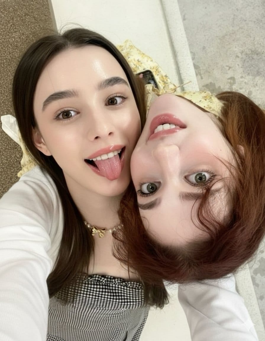 Ultra-Detailed Close-Up Selfie of Two Girls