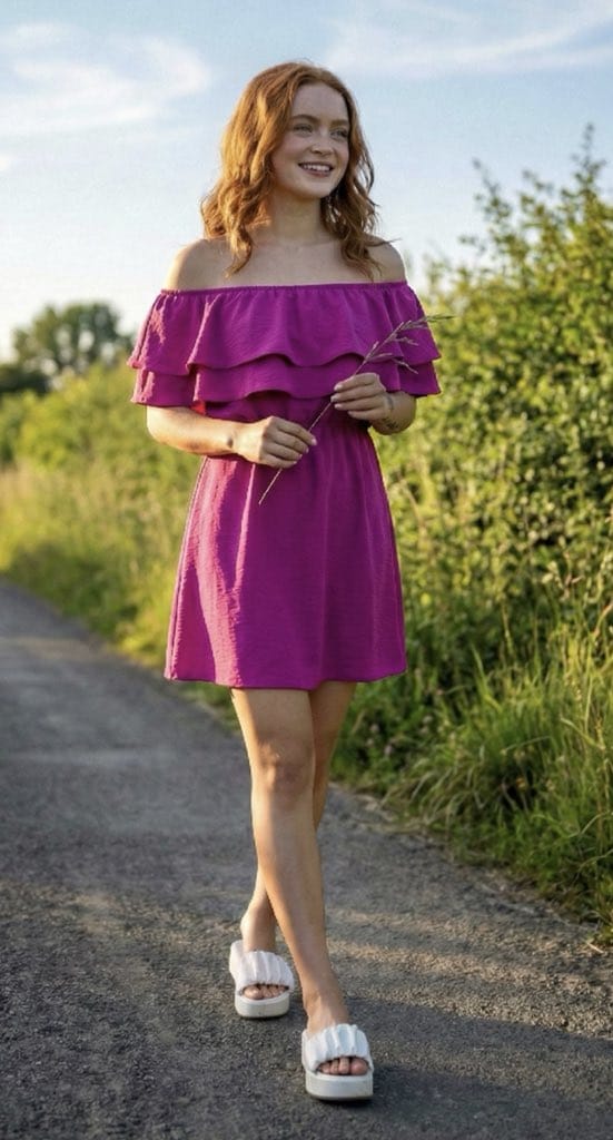 Ultra-Photorealistic Full-Body Shot on a Rural Road at Golden Hour