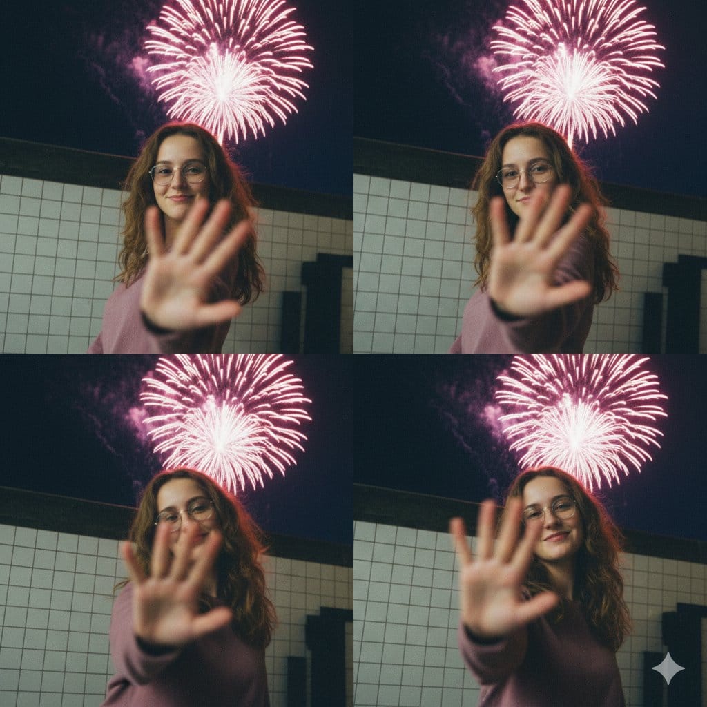 Vintage Digicam Quad-Split Collage with Motion Blur